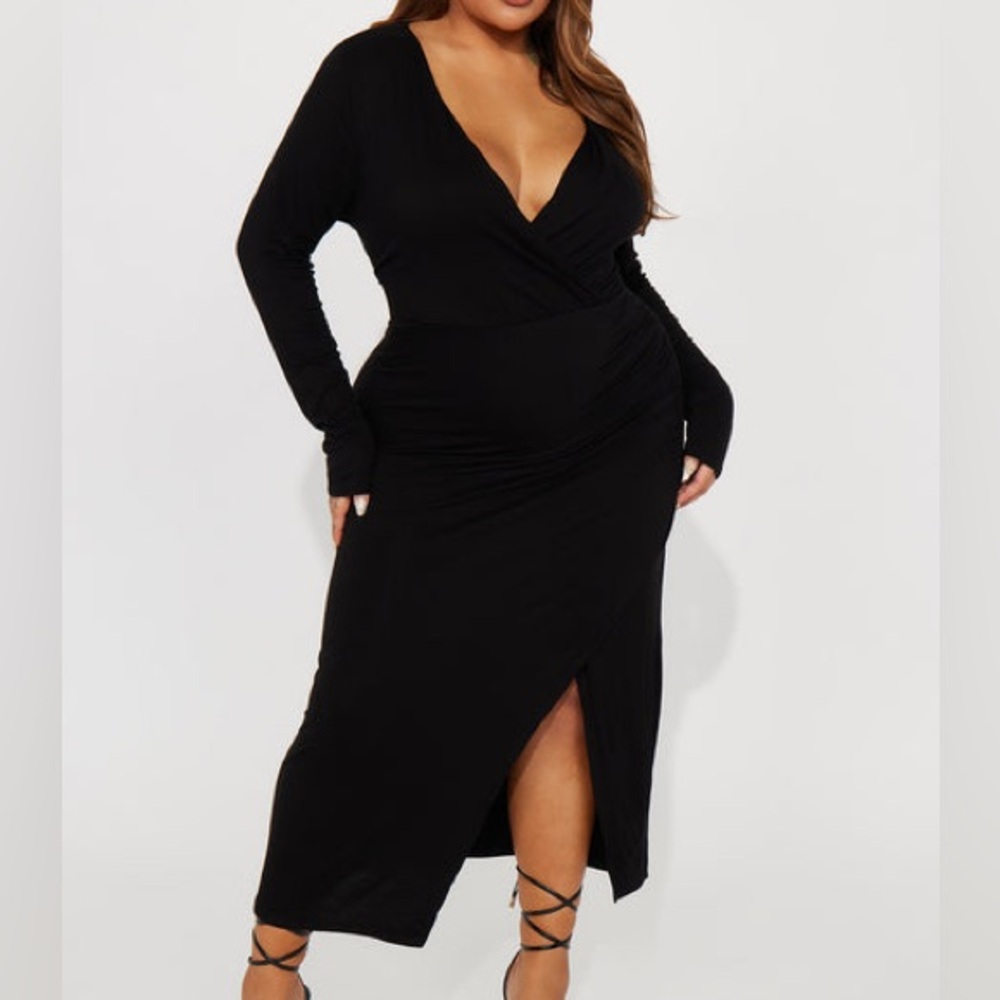 Fashion Nova Elegant Black Long Sleeve Dress